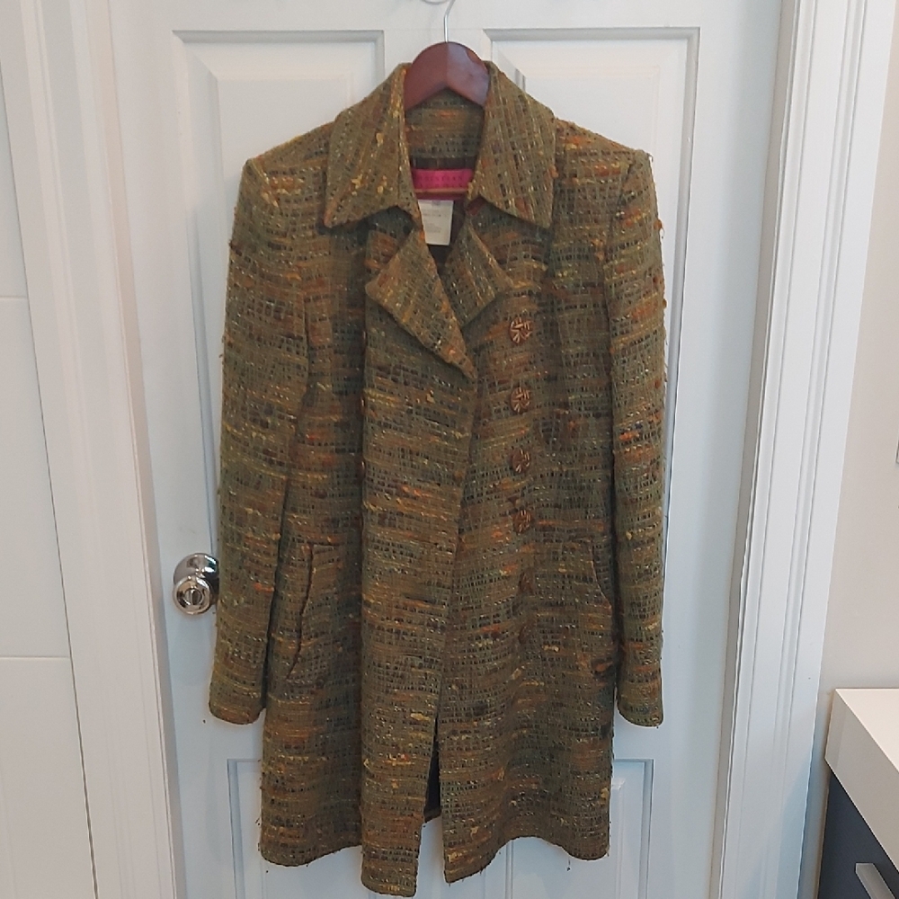 Vintage Christian Lacroix Olive Tweed Trench Coat